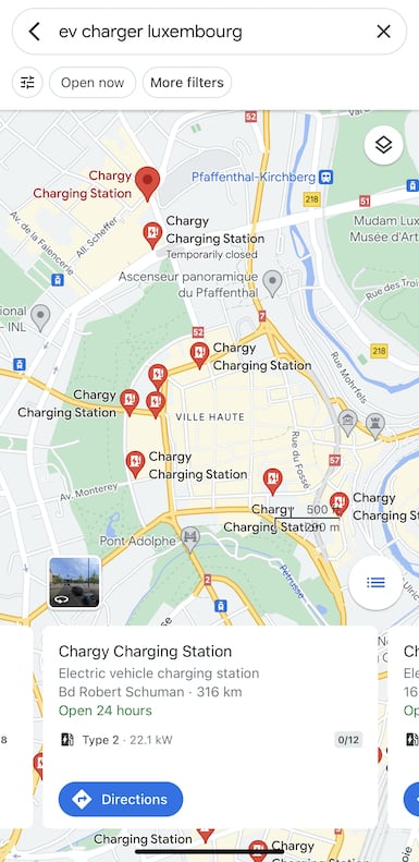 Luxembourg chargers (source: Google Maps)